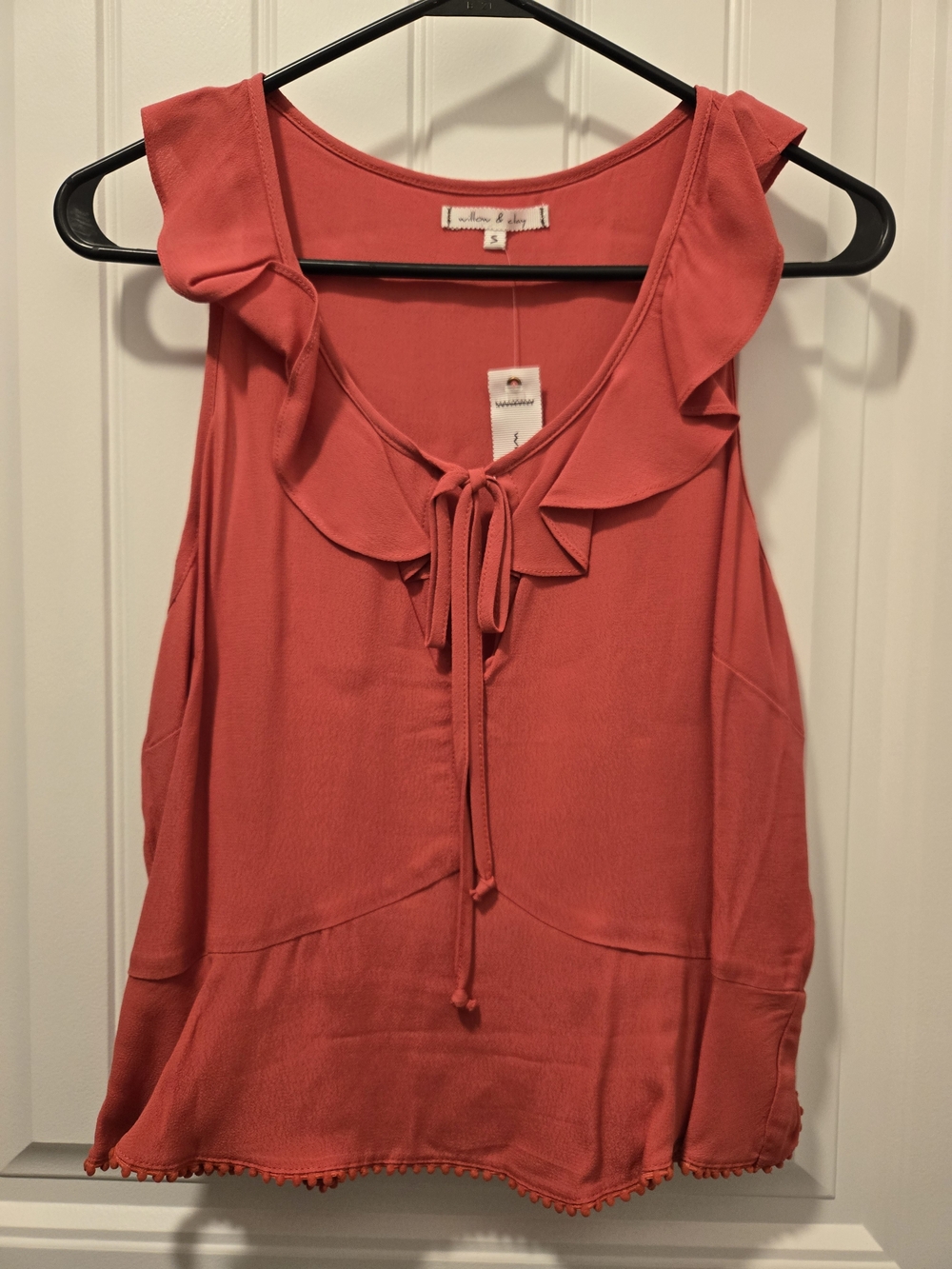 Willow & Clay Coral Ruffle Tie-Front Cami